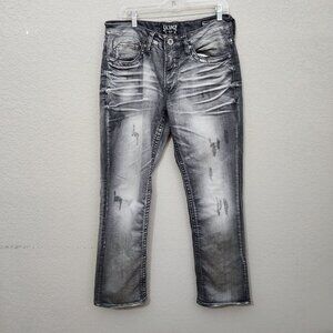 Salvage Supply Buckle Jeans Mens Size 32 Distroyed Rips Stains Distressed Black